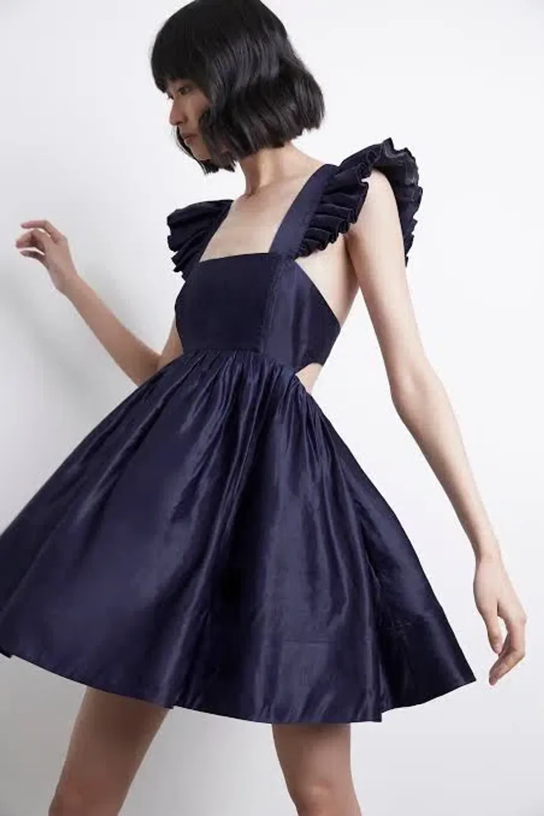 Aje Revitalise Frill Mini Dress Washed Indigo Size 6 / XS for rent on The Volte - main image