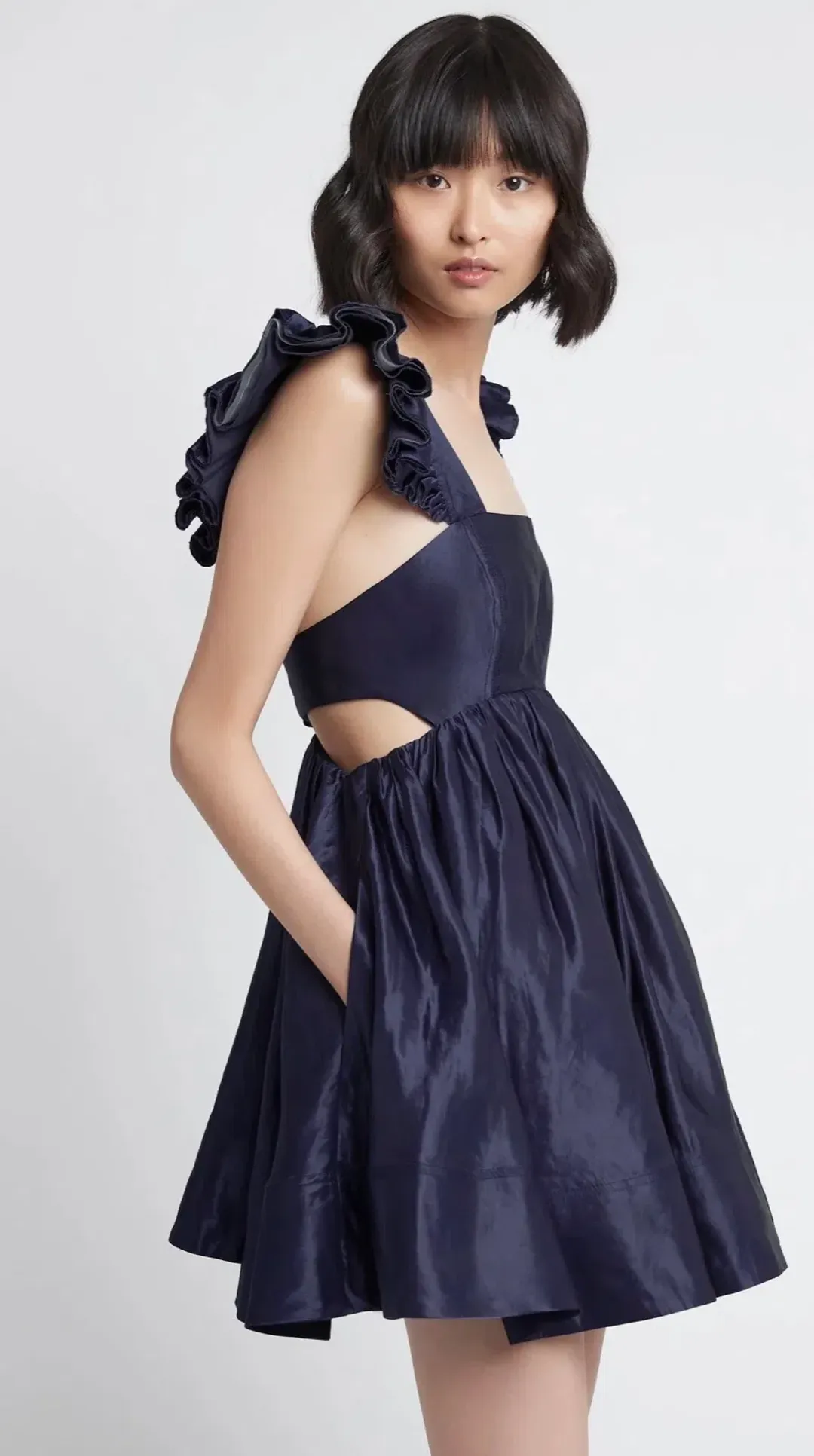 Aje Revitalise Frill Mini Dress Washed Indigo Size 6 / XS for rent on The Volte - main image