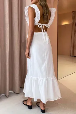 Sir the Label Franc Frill Midi Dress White Size AU 6 for rent on The Volte - image 2