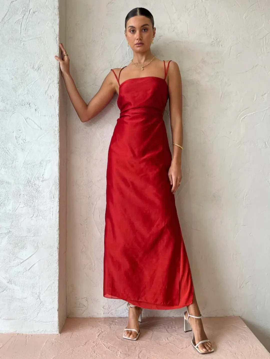 Sir the Label Lucelia Cut Out Midi Dress Red Size 10 for rent on The Volte - main image