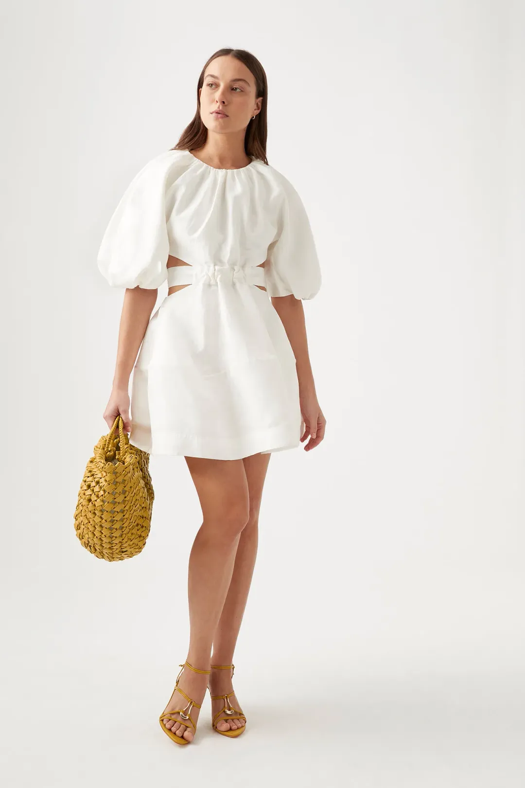 Aje Mimosa Cut Out  Mini Dress Ivory Size 8 for rent on The Volte - main image