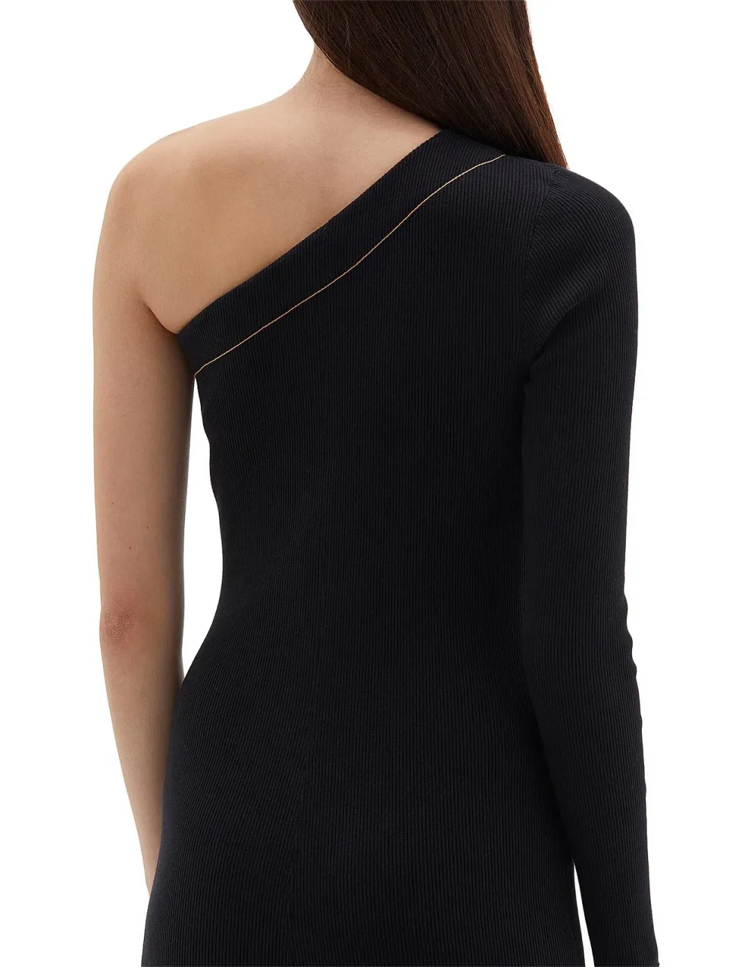 Bassike Asymmetrical One Shoulder Dress Black Size 4 for rent on The Volte - main image