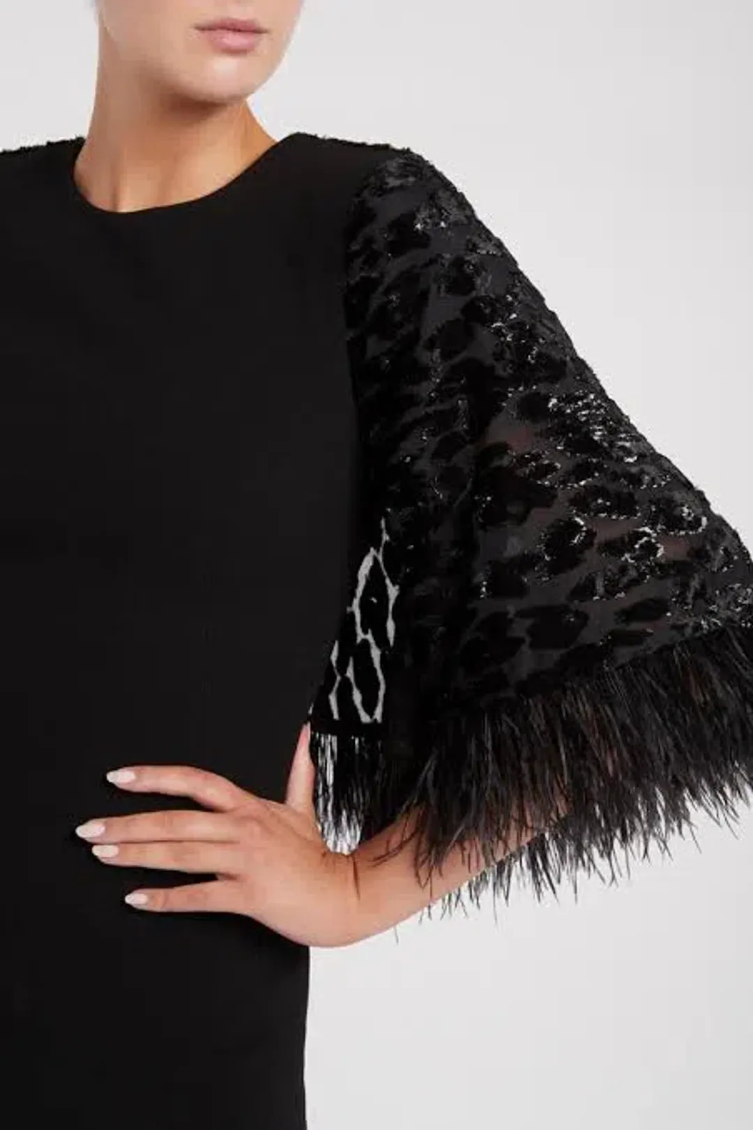 Rebecca Vallance Aspen Cape Mini Dress Black Size 8 for rent on The Volte - main image