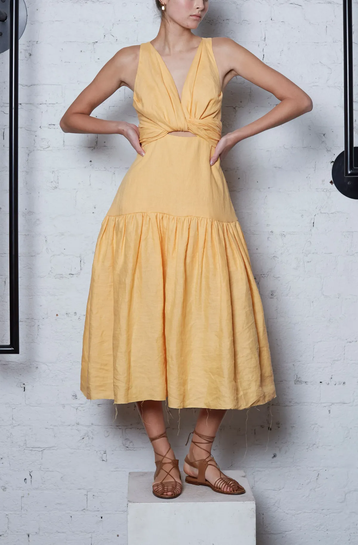 KITX Becoming Twist Dress - Sunkiss Yellow Size AU 10 for rent on The Volte - main image