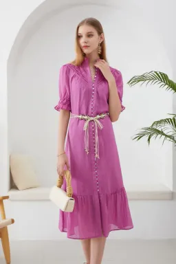 GDS Colette Linen Dress Violet Size 10 for rent on The Volte - image 4