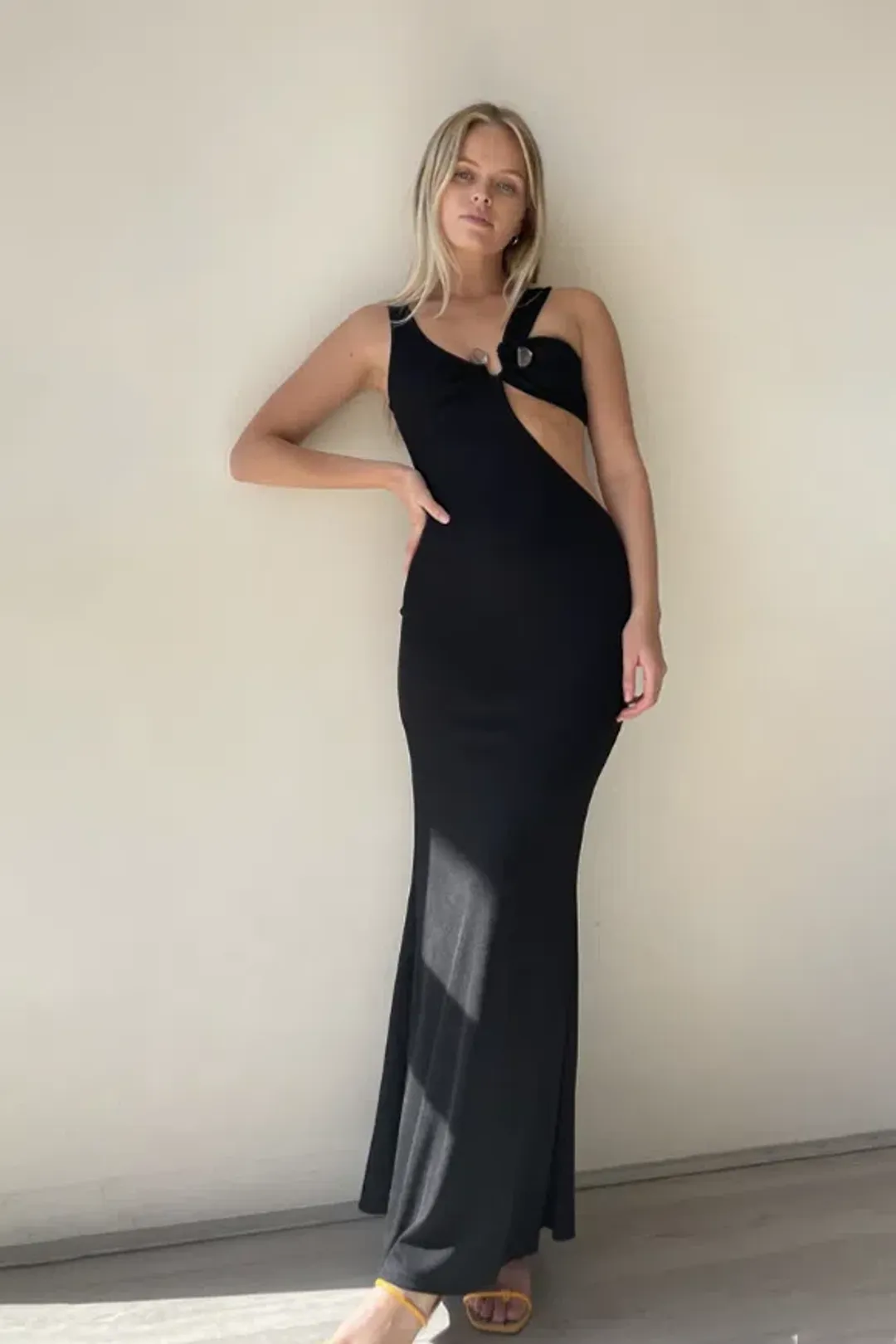 Christopher Esber Disconnect S Buckle Split Dress Black Size 8 for rent on The Volte - main image
