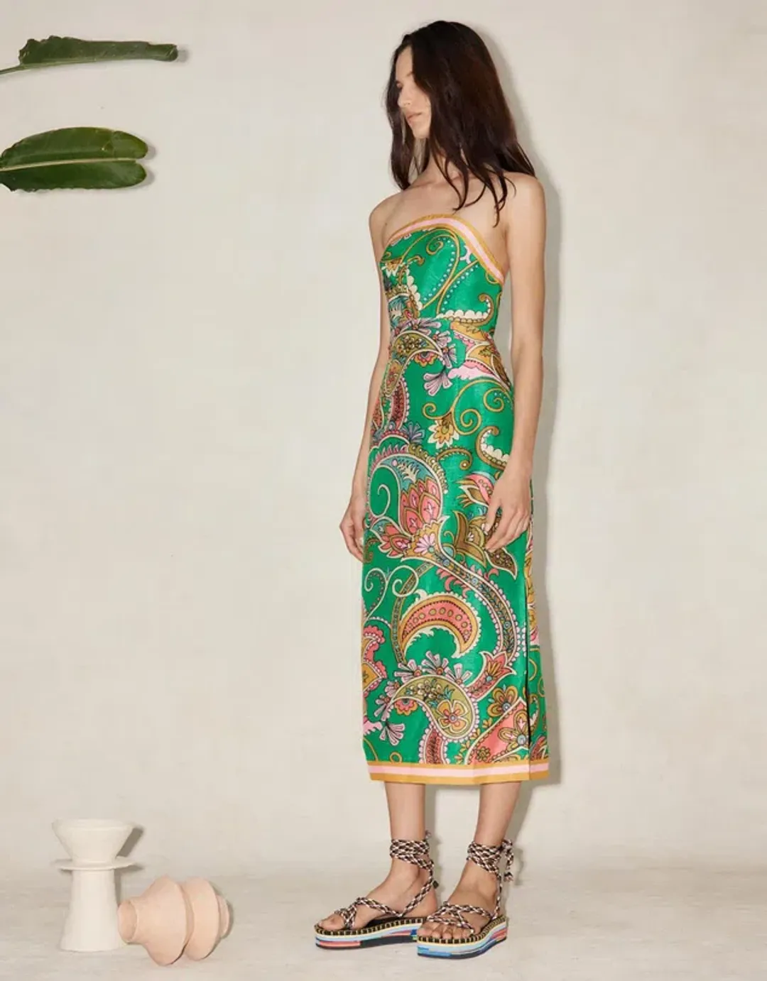 Alemais Marion Bodice Dress Emerald/Print Size 8 for rent on The Volte - main image