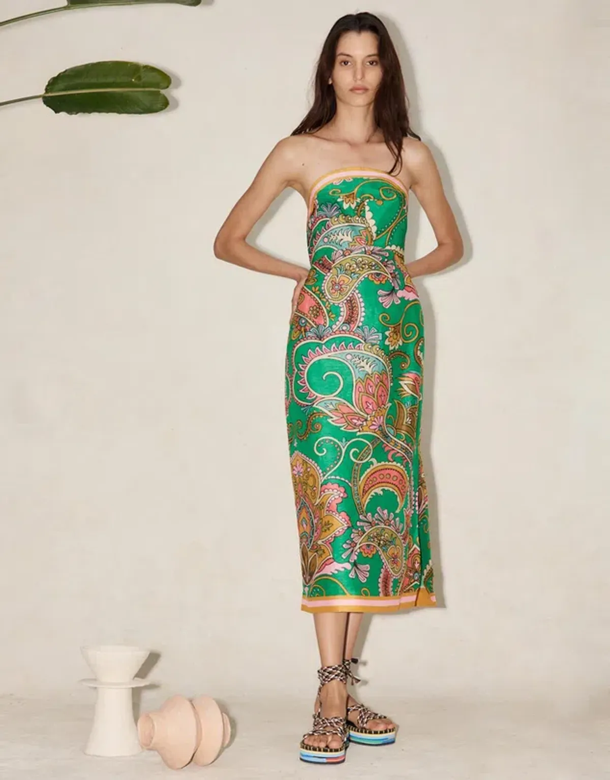 Alemais Marion Bodice Dress Emerald/Print Size 8 for rent on The Volte - main image