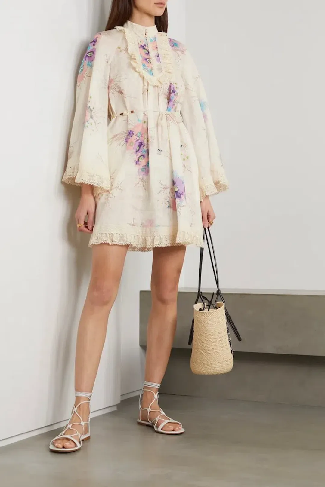 Zimmermann Jude Lace Trim Swing Dress Floral Size 1 / Au 10 for rent on The Volte - main image