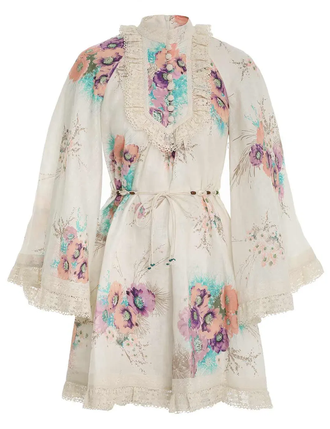 Zimmermann Jude Lace Trim Swing Dress Floral Size 1 / Au 10 for rent on The Volte - main image