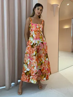 Acler Tate Midi Dress in Pink Bouquet Size 14 for rent on The Volte - image 1
