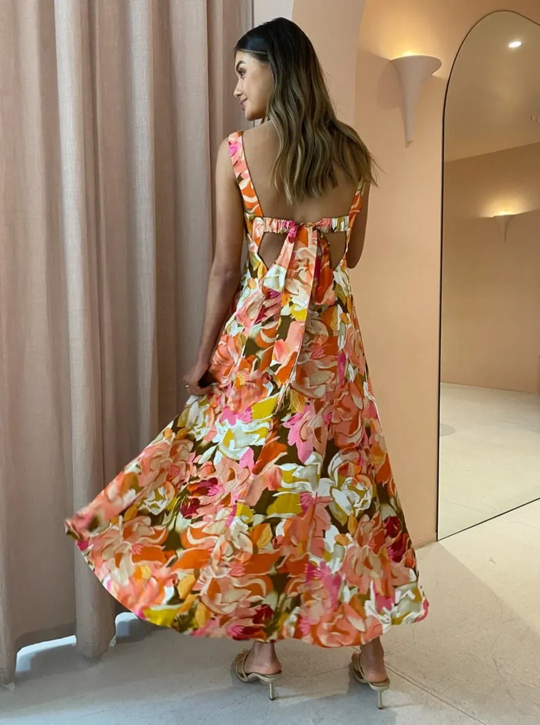 Acler Tate Midi Dress in Pink Bouquet Size 14 for rent on The Volte - main image