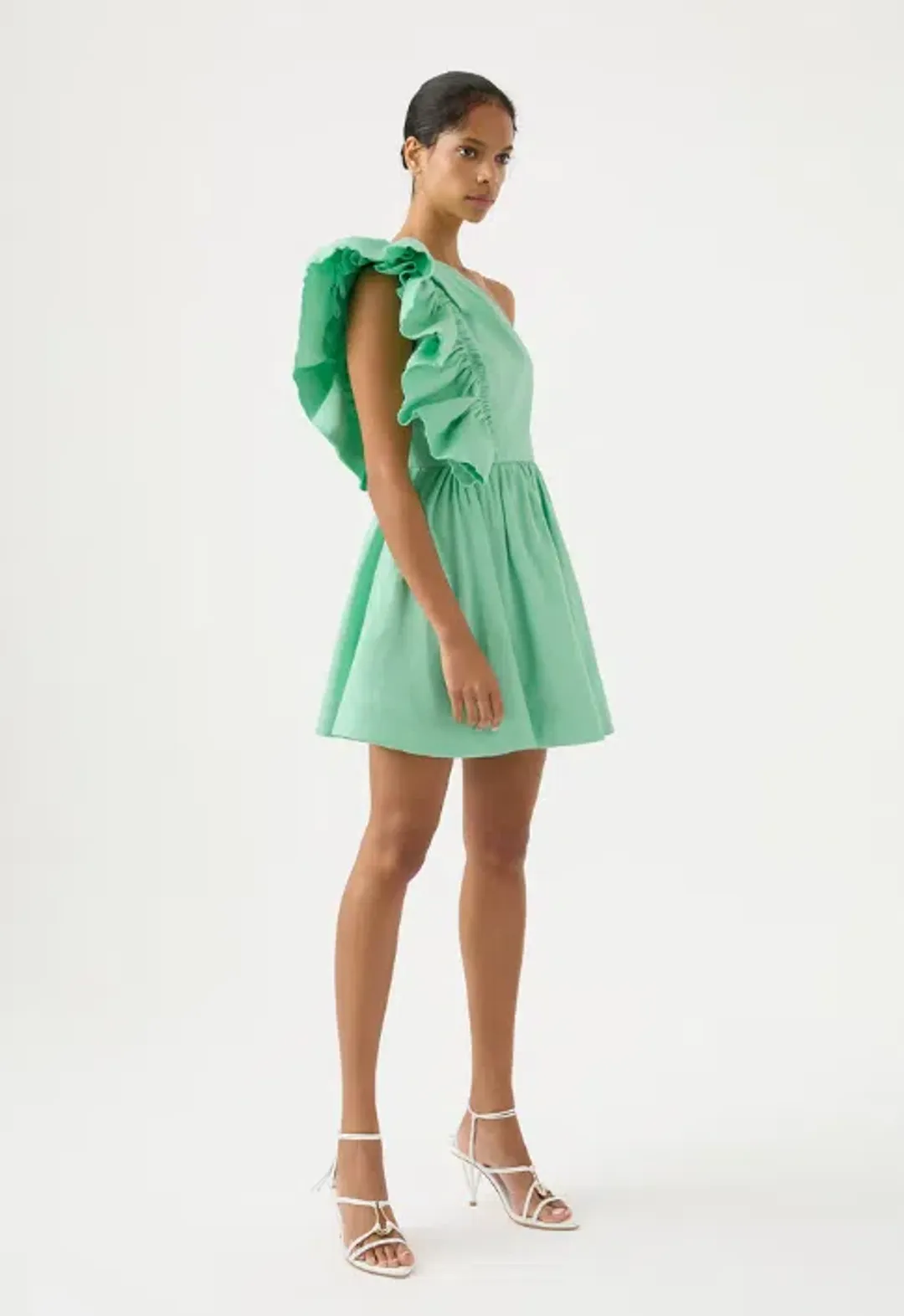Aje Bonjour Asymmetric Mini Dress Green Size 8 / S for rent on The Volte - main image
