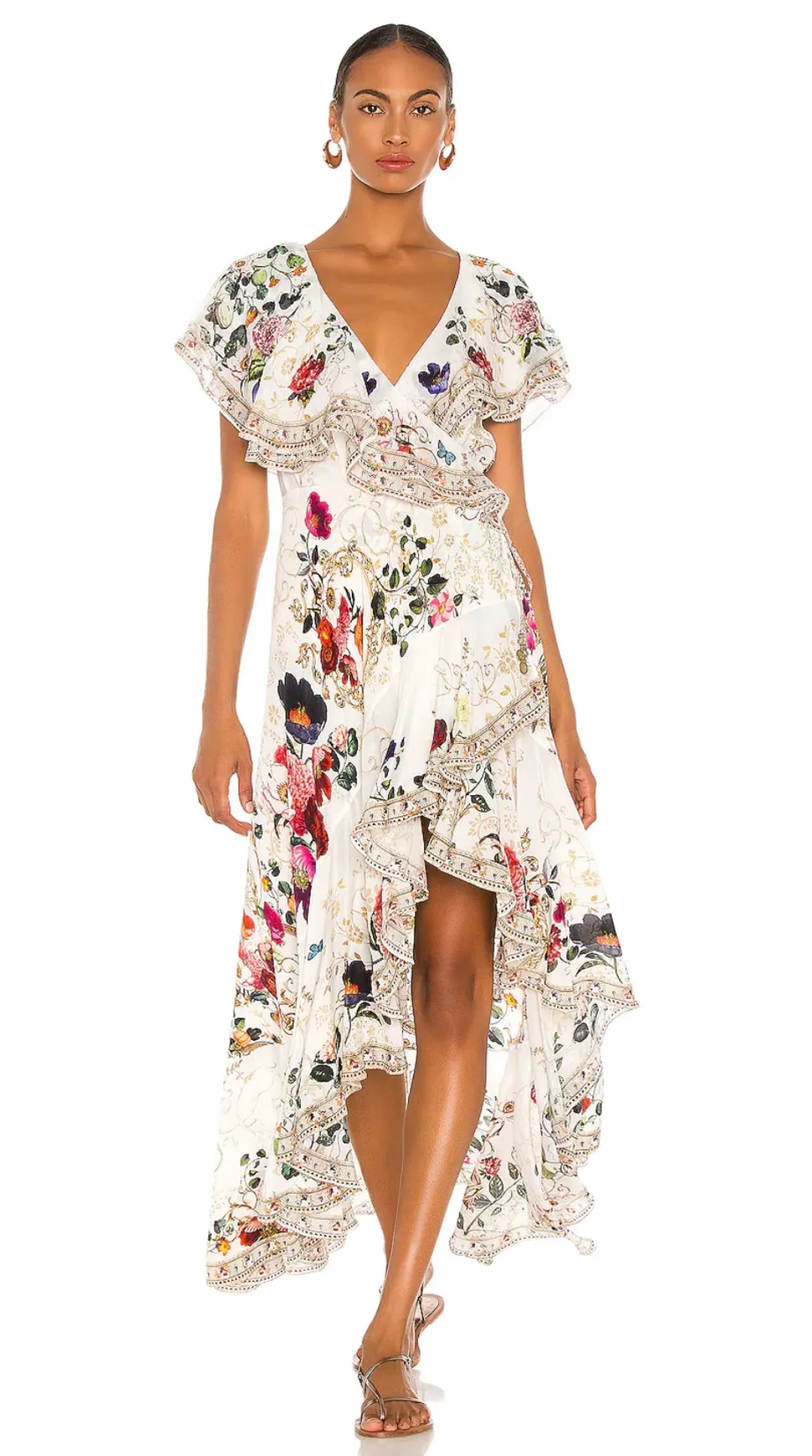 Camilla Frill Sleeve Long Dress in Fairy Godmother Print Size 8  for rent on The Volte - main image