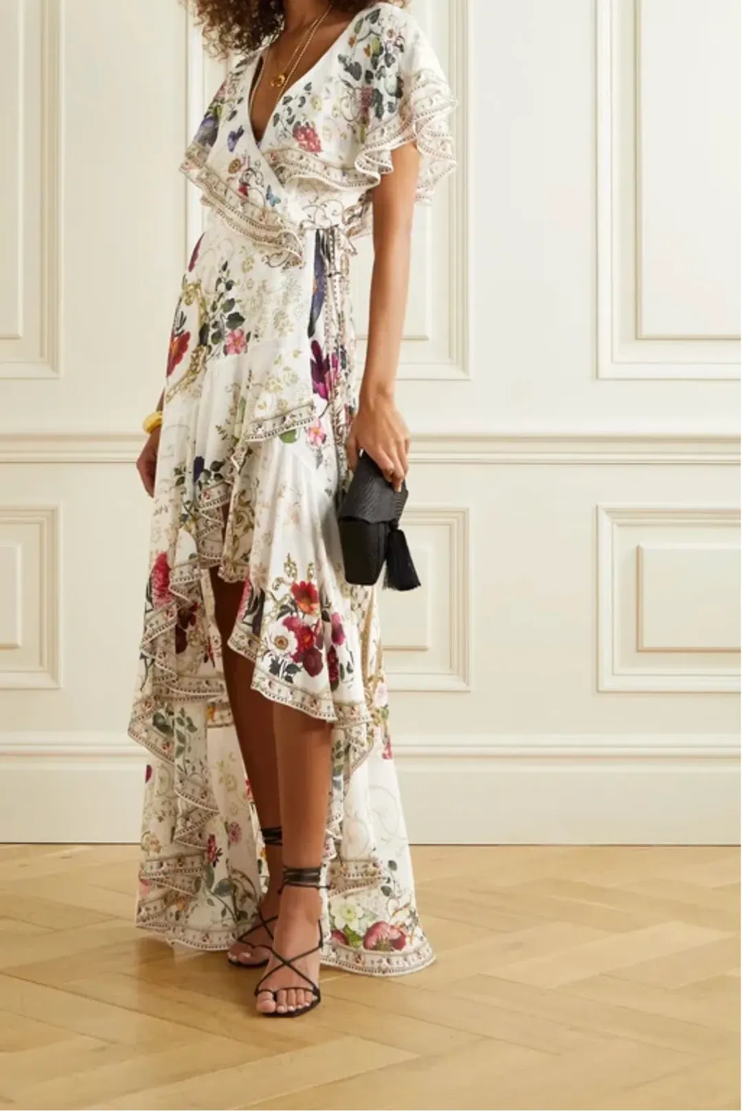 Camilla Frill Sleeve Long Dress in Fairy Godmother Print Size 8  for rent on The Volte - main image