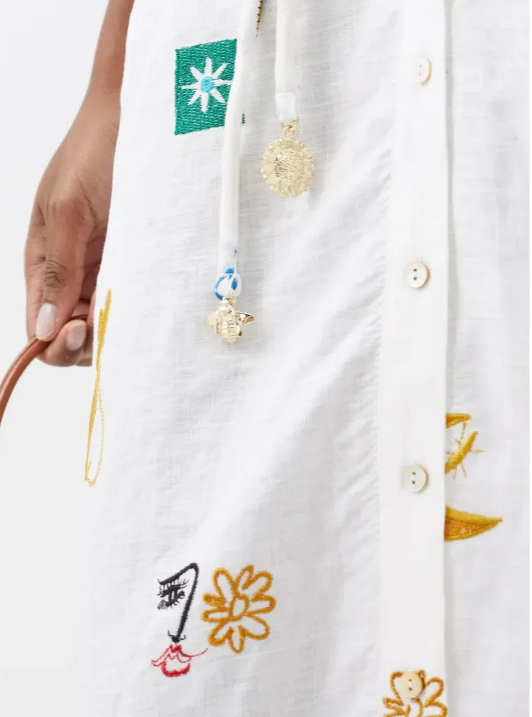 Alemais Soleil Embroidered Linen Shirtdress Print Size 12 for rent on The Volte - main image