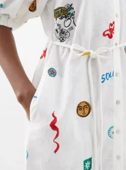 Alemais Soleil Embroidered Linen Shirtdress Print Size 12 for rent on The Volte - image 5