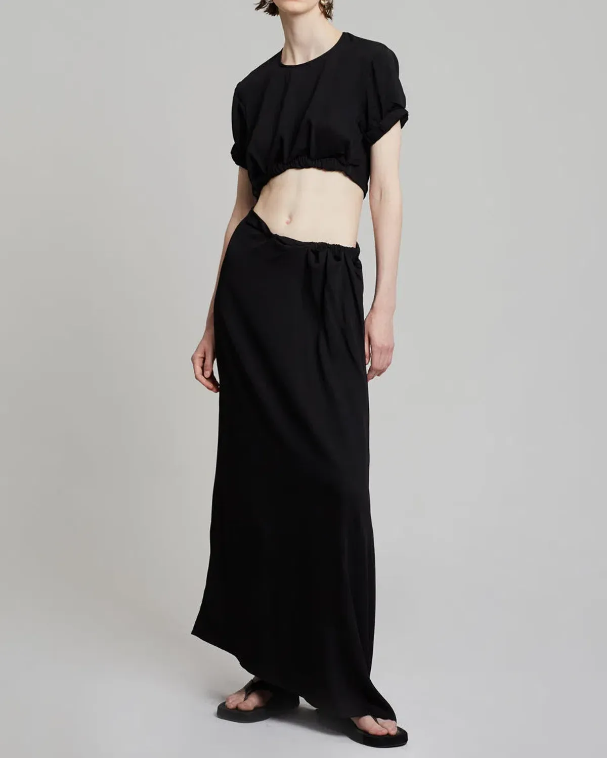 Christopher Esber Roll Sleeve Tee Dress Black Size 6 / XS for rent on The Volte - main image