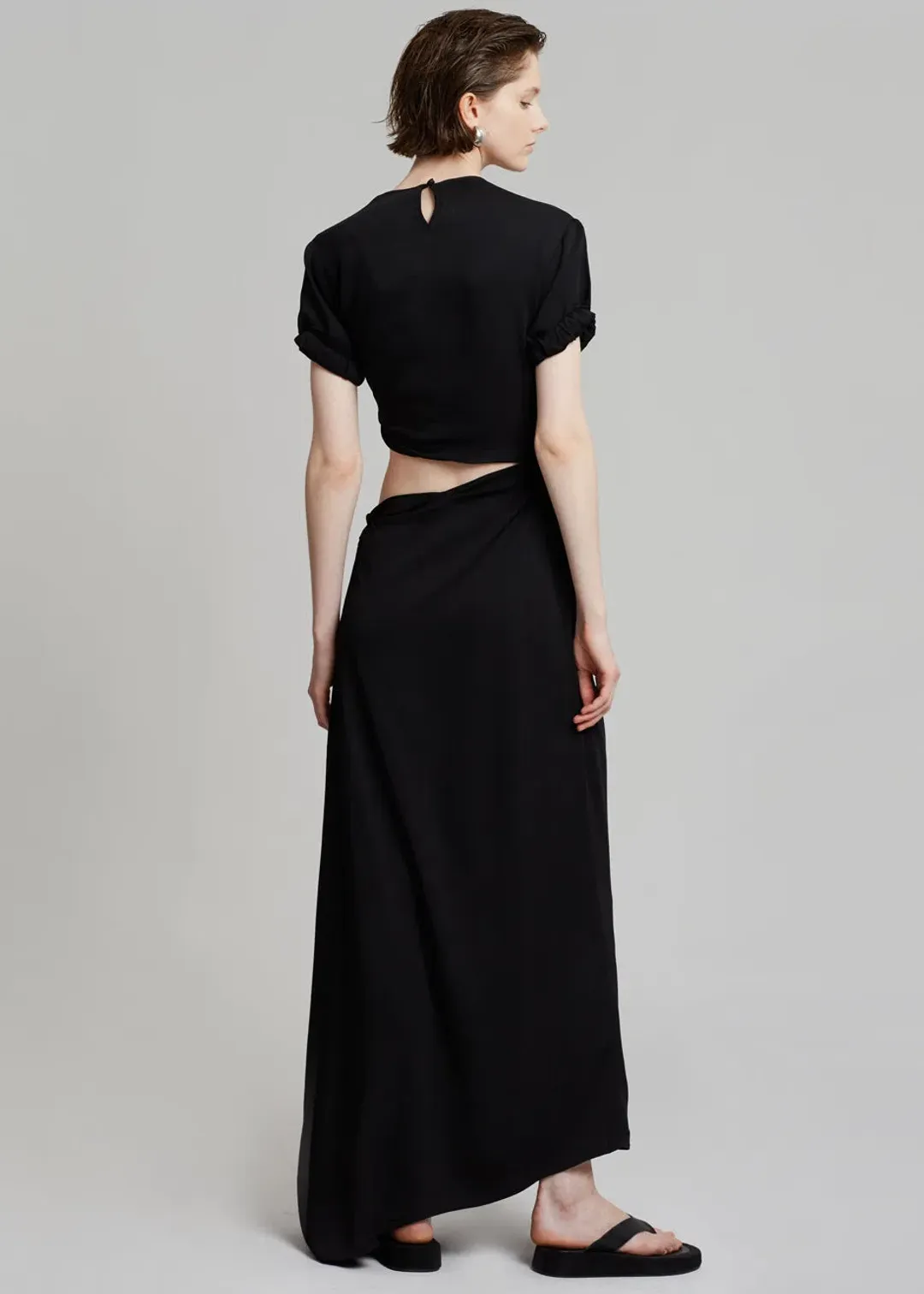Christopher Esber Roll Sleeve Tee Dress Black Size 6 / XS for rent on The Volte - main image