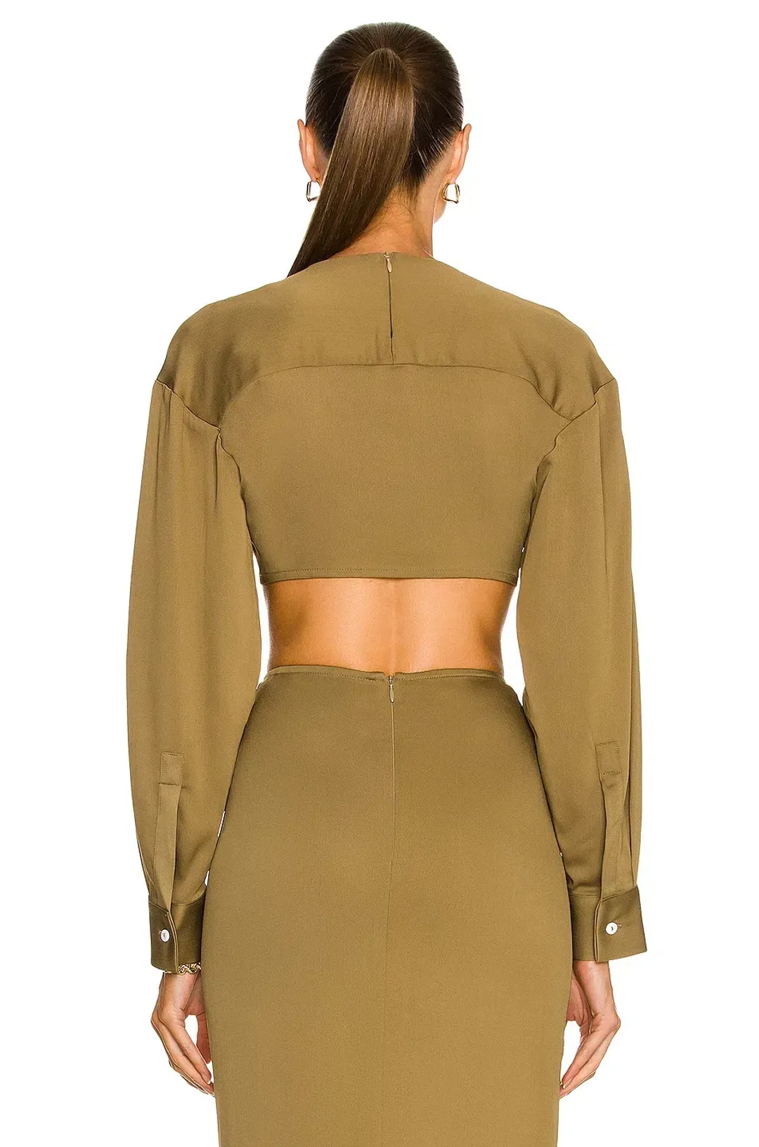 Christopher Esber Ruched Crop Top & Ruched Skirt Set Green Size M / Au 10 for rent on The Volte - main image