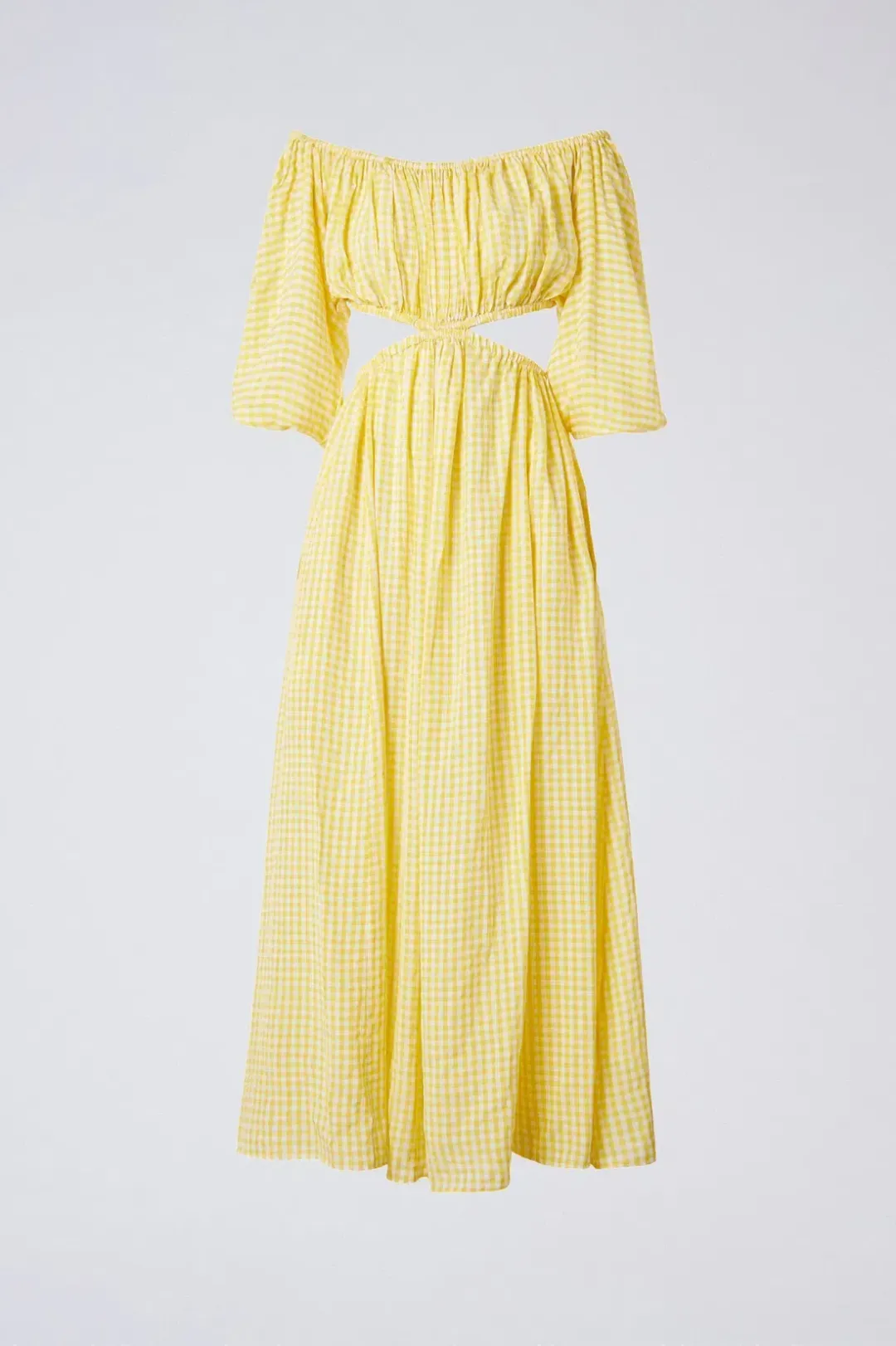 Scanlan Theodore Gingham Maxi Cut Out Dress Yellow Size 10 for rent on The Volte - main image