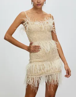 Rachel Gilbert Frenchy Mini Dress in Nude Size 3/AU12 for rent on The Volte - image 2
