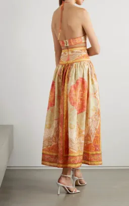 Zimmermann Anneke Cut Out Long Dress Orange Paisley Size 12 for rent on The Volte - image 2