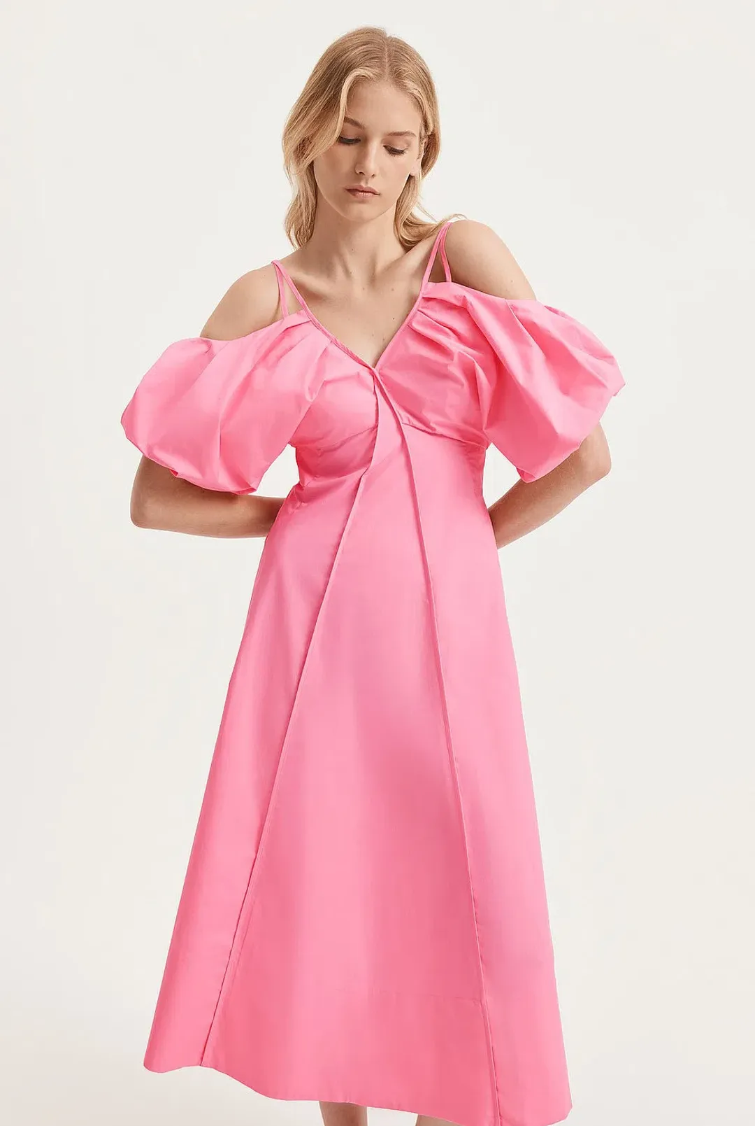 Country Road Fit and Flare Midi Dress Pink Size AU 8 for rent on The Volte - main image