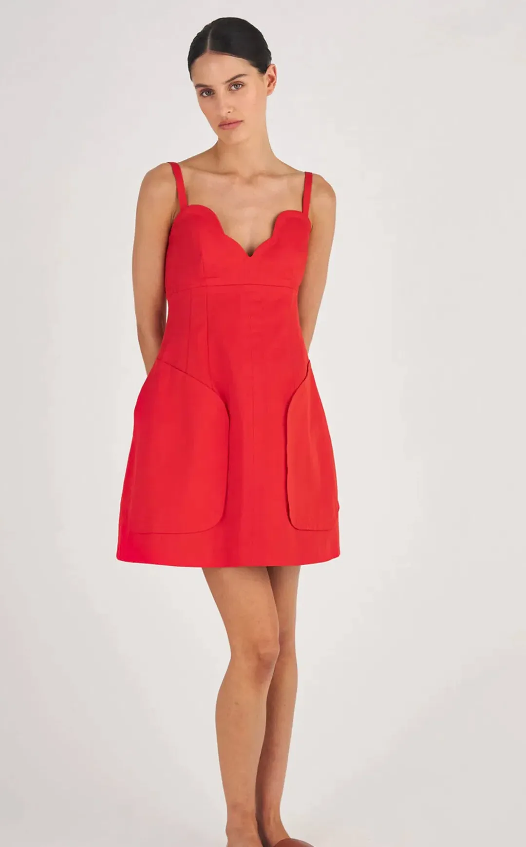 Oroton Short Scallop Dress Red Size AU 12 for rent on The Volte - main image