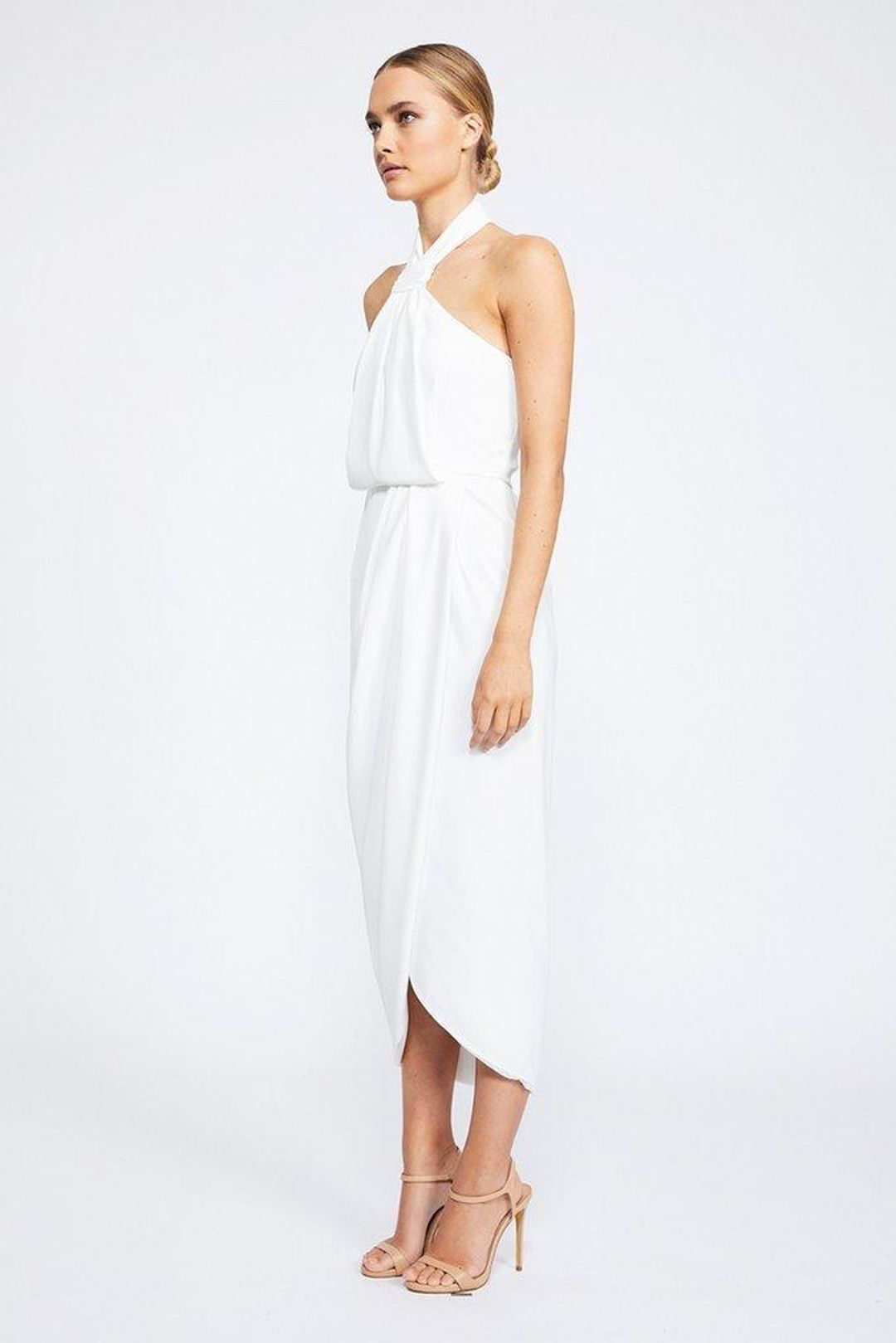 Shona Joy Core Knot Draped Dress White Size 8 for rent on The Volte - main image