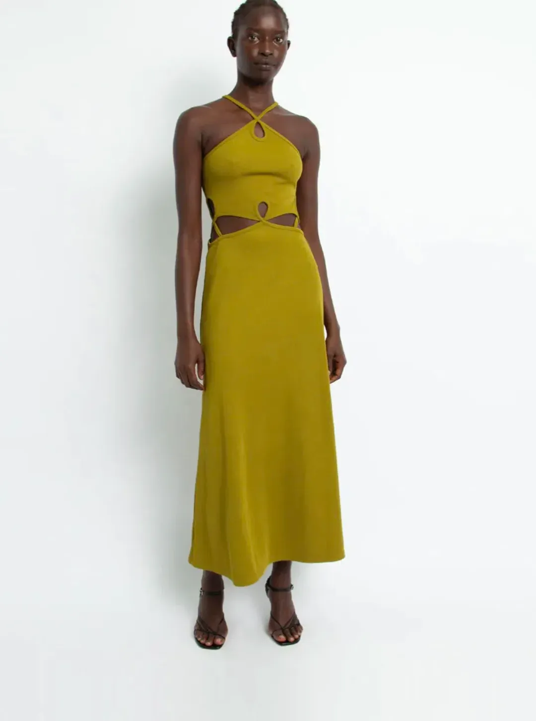 Christopher Esber Loophole Cutaway Sleeveless Midi Dress Green Size 8 for rent on The Volte - main image
