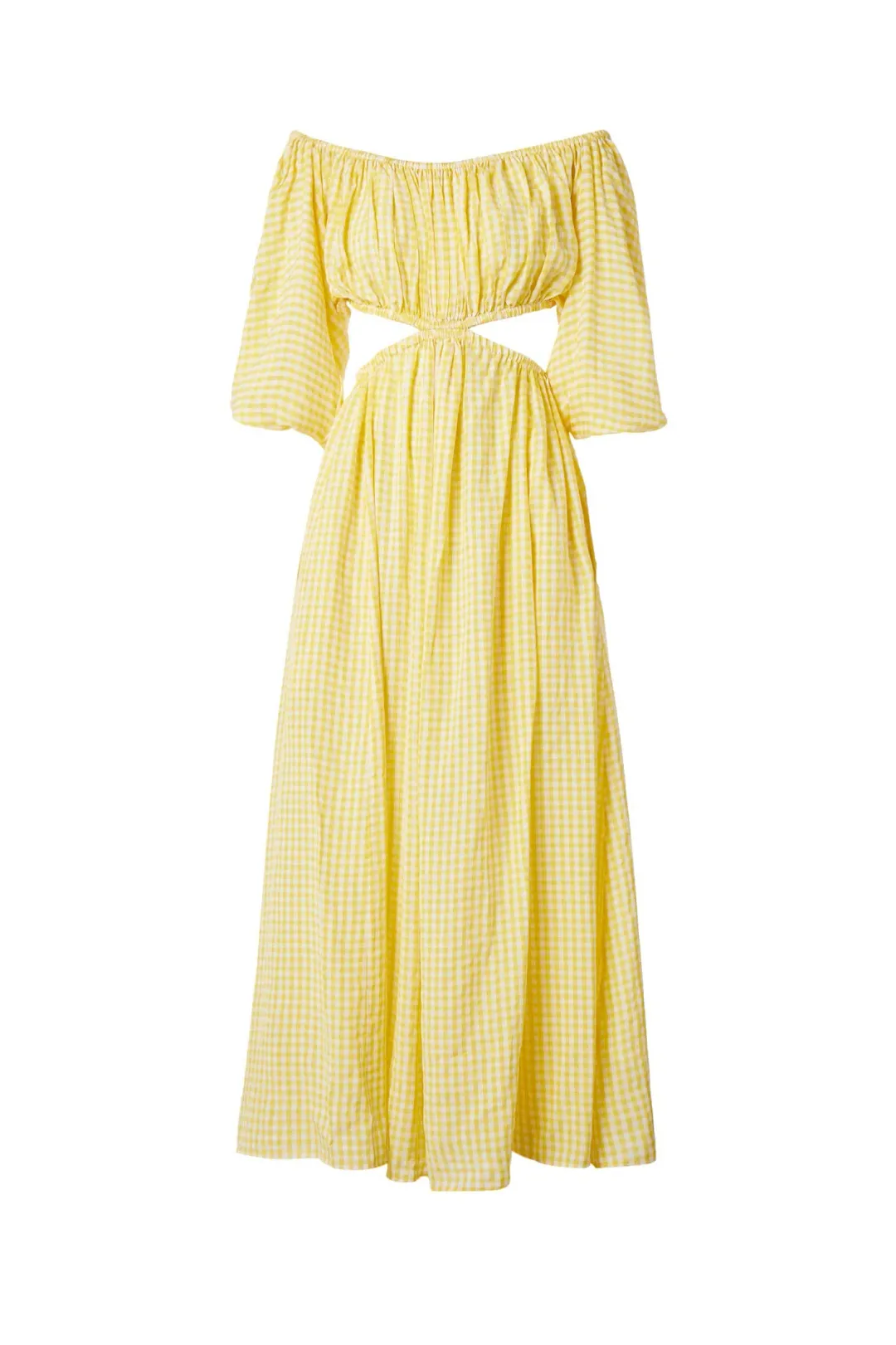 Scanlan Theodore Gingham Cut Out Dress Yellow Size 8 for rent on The Volte - main image