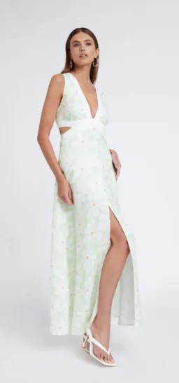 By Johnny Fleur Tie Back Midi Dress Green Size AU 12 for rent on The Volte - image 1