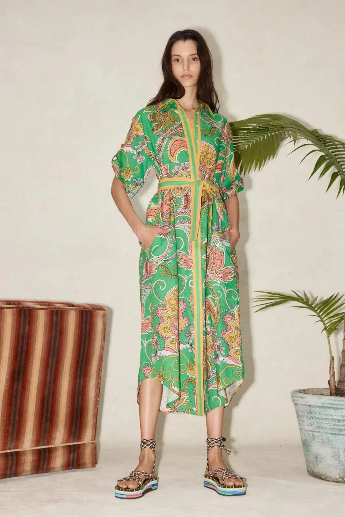 Alemais Marion Shirtdress Emerald Green Size AU 6 for rent on The Volte - main image