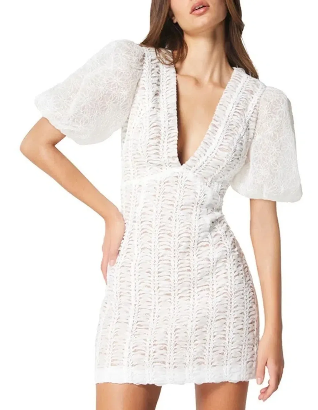 Elliatt Sundown Dress Ivory White Size AU 10 for rent on The Volte - main image
