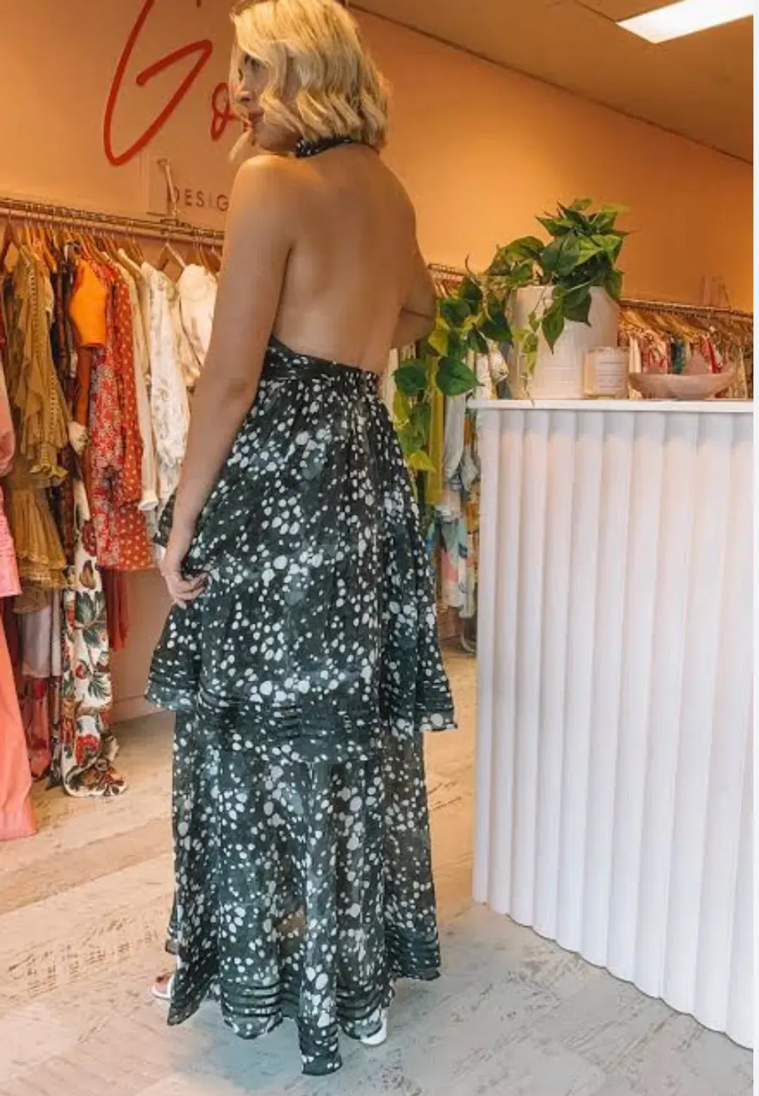 Aje Sienna Gala Maxi Dress Print Black Size AU 12 for rent on The Volte - main image