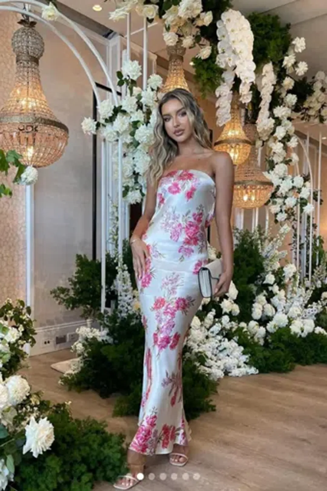 Bec & Bridge Tropic Fauna Strapless Dress White Size AU 10 for rent on The Volte - main image