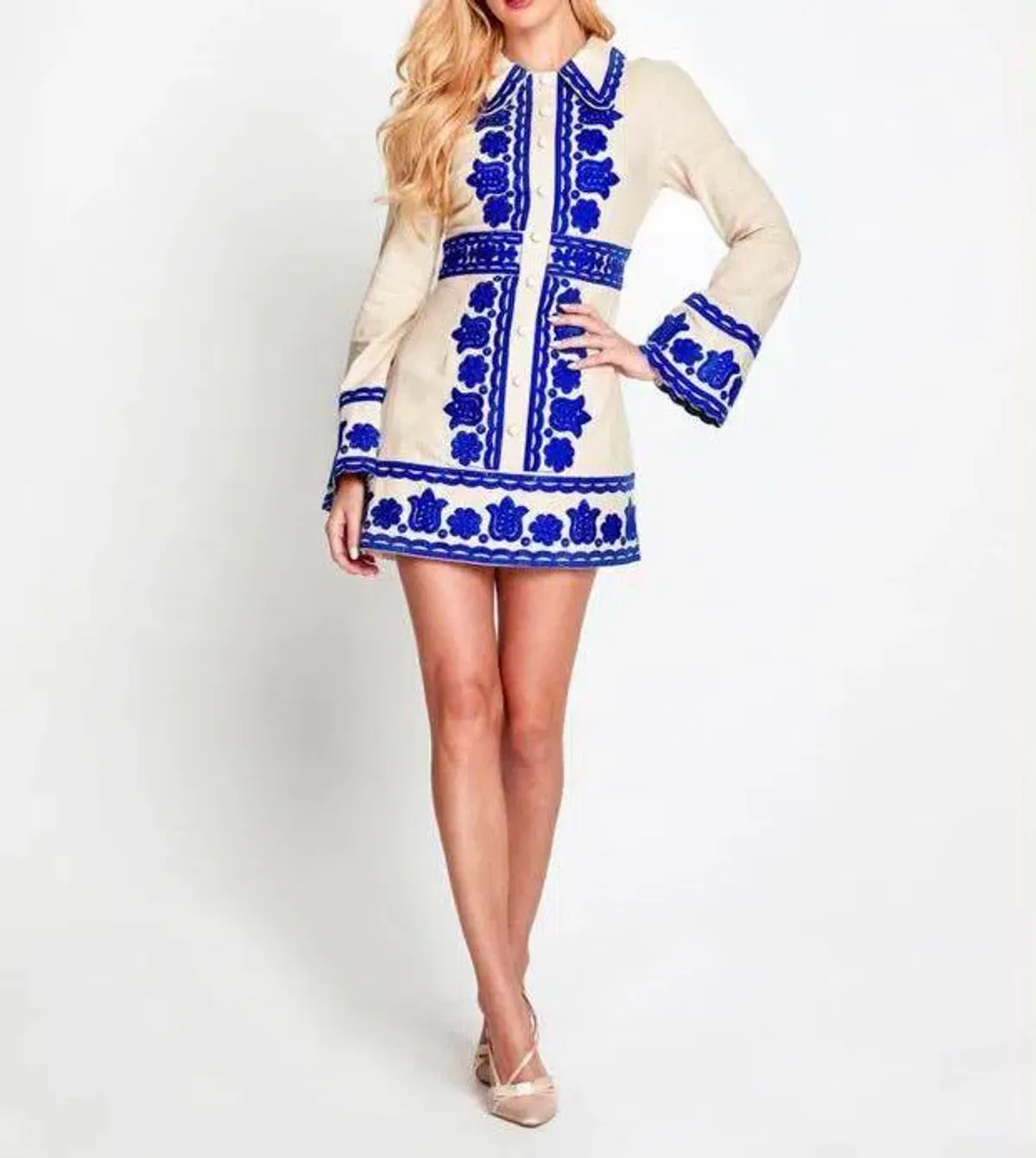 Alice McCall Wild Horses Mini Jacket Dress Blue Embroidery Size 8 / S for rent on The Volte - main image