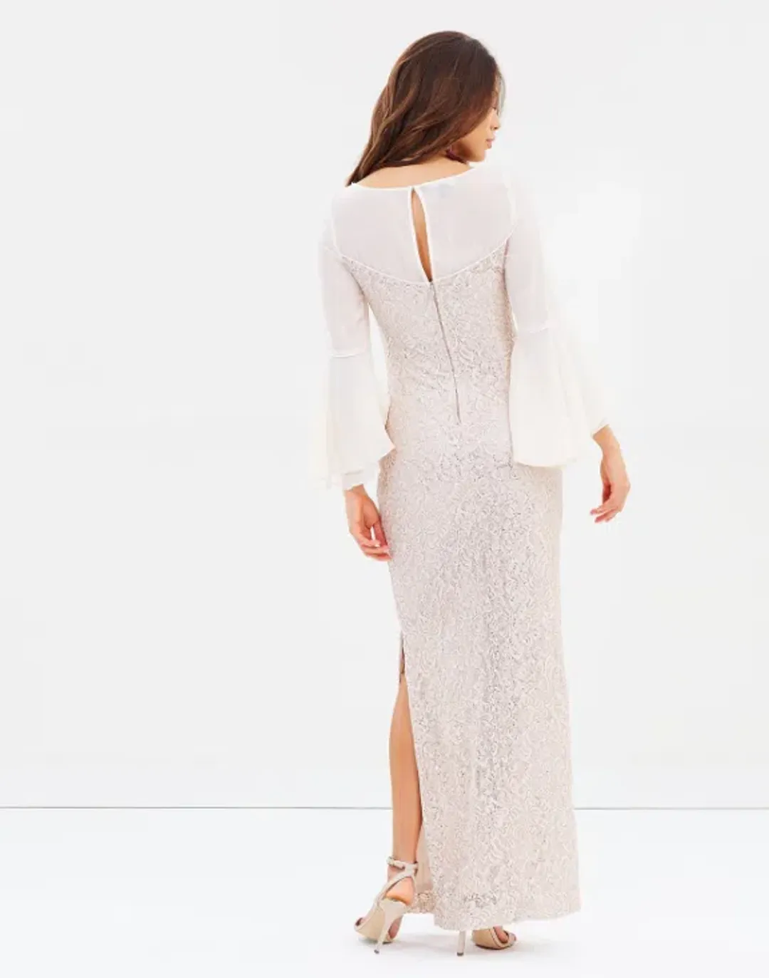 Montique Amelia Bell Sleeve Gown White Size AU 8 for rent on The Volte - main image