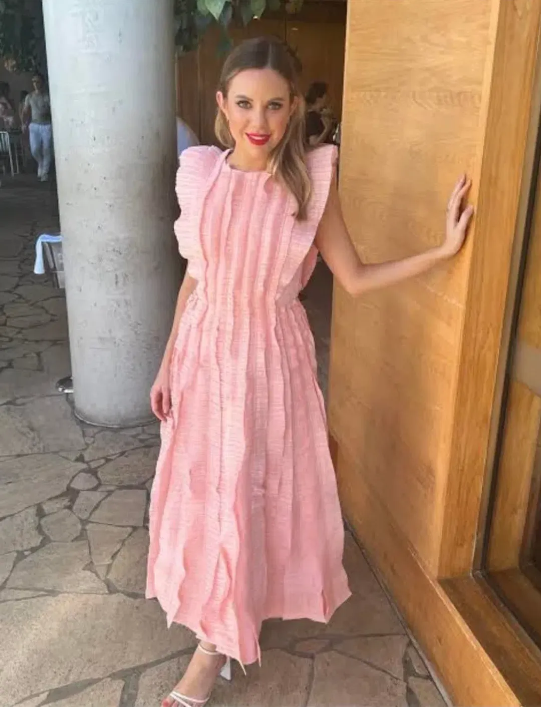 Aje Hybrid Midi Dress in Rose Pink Size AU 10 for rent on The Volte - main image
