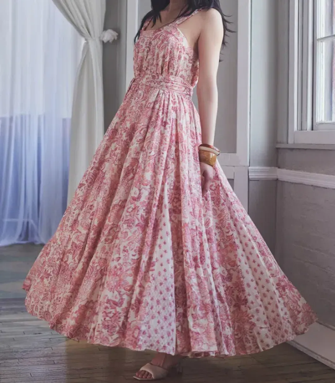 Hemant & Nandita Suki maxi dress pink size 12 for rent on The Volte - main image