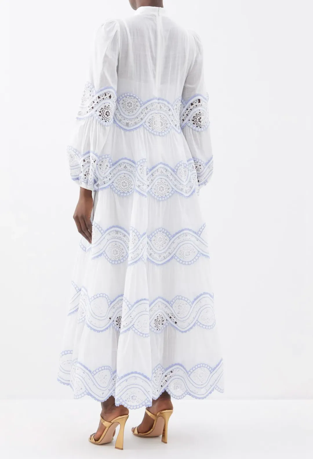 Zimmermann Cira Tiered Trimmed Dress White Size AU 16 for rent on The Volte - main image