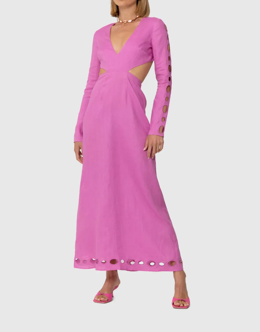 The Wolf Gang La Joya Cut Out Maxi Dress Pink Size M / AU 10 for rent on The Volte - main image