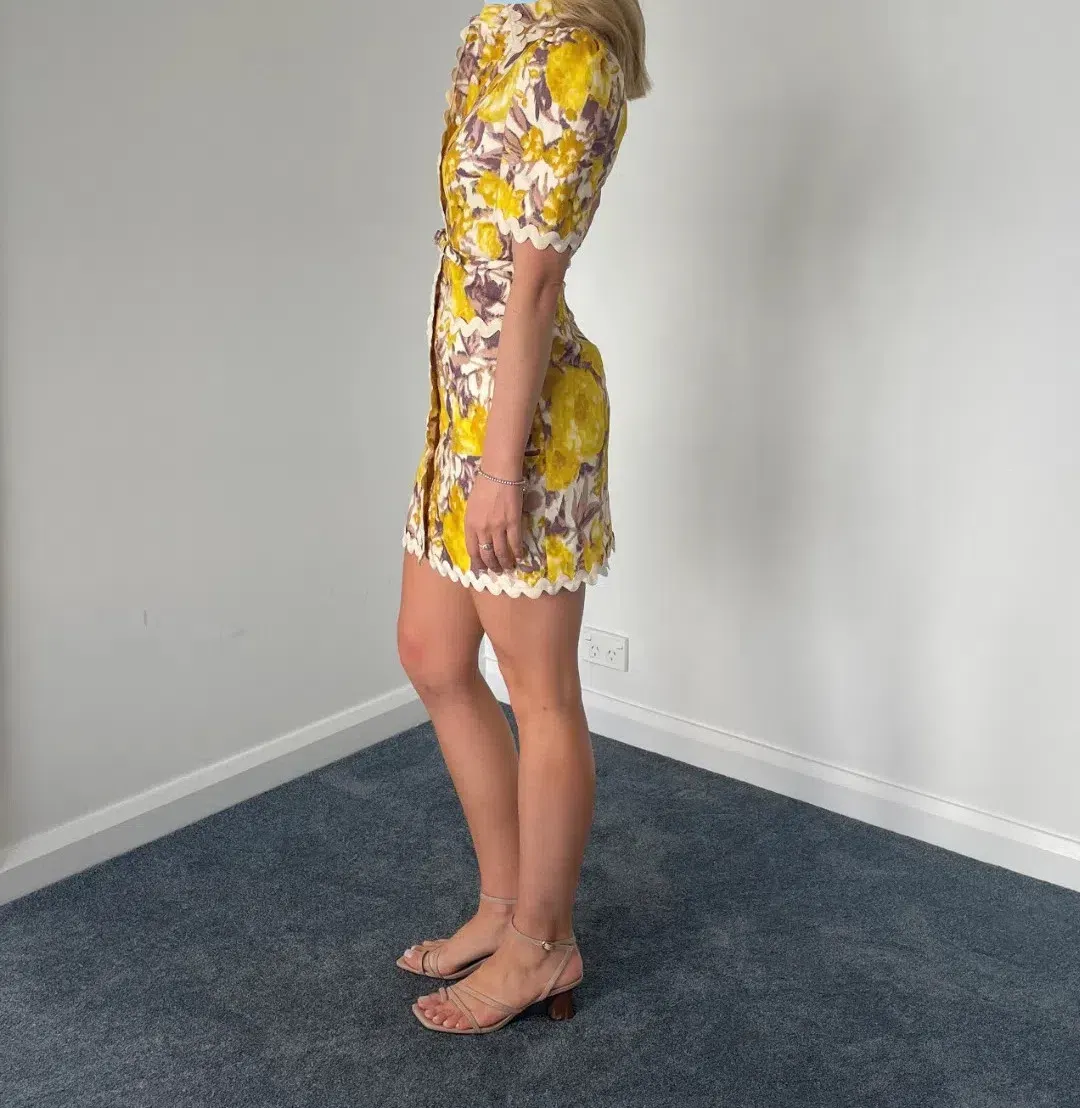 Zimmermann High Tide Ric Rac Mini Dress Floral Size 0 / Au 8 for rent on The Volte - main image