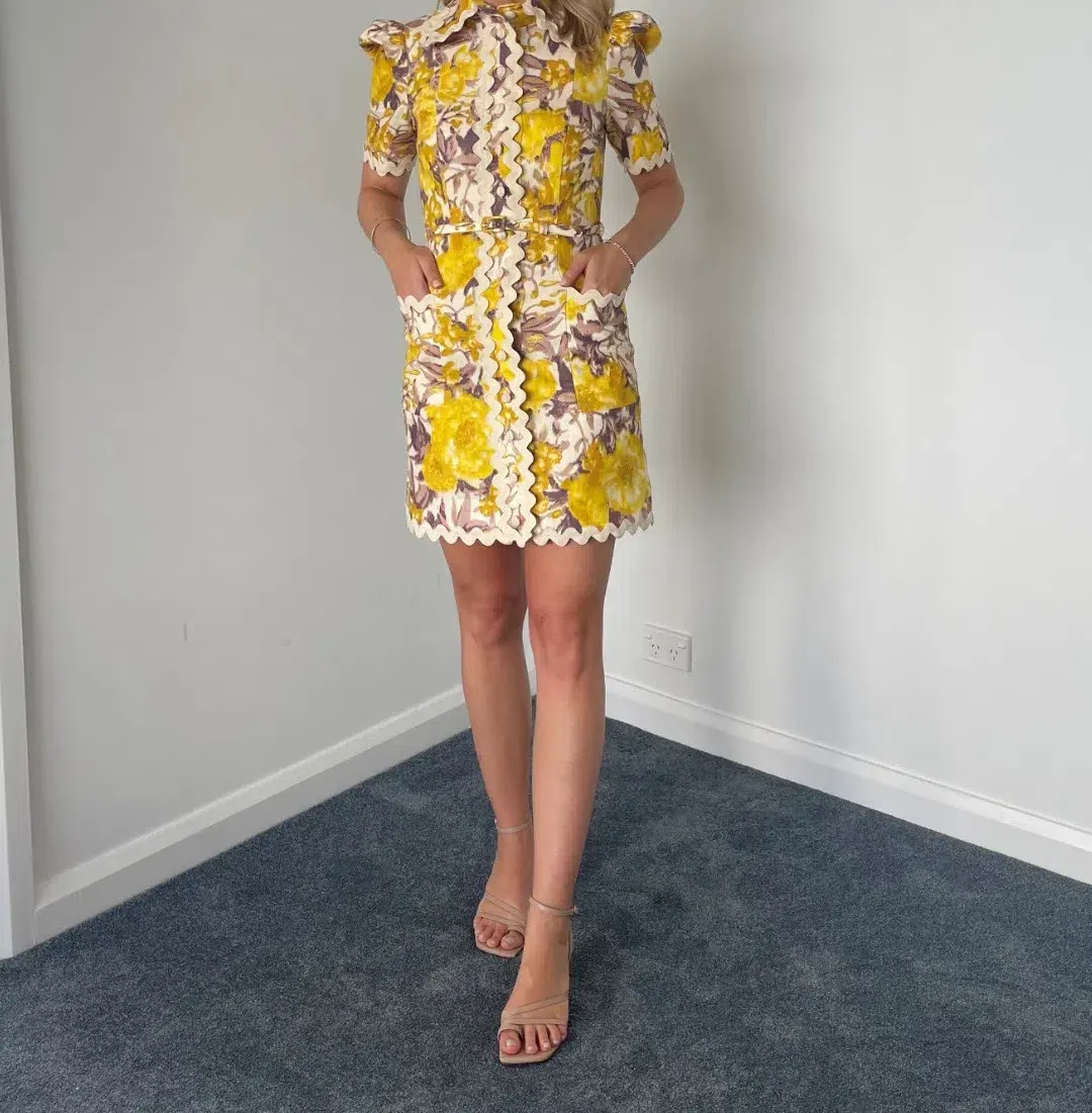 Zimmermann High Tide Ric Rac Mini Dress Floral Size 0 / Au 8 for rent on The Volte - main image