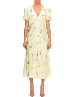 Self Portrait Yellow Vintage Floral Midi Dress Floral Size 10 for rent on The Volte - image 1