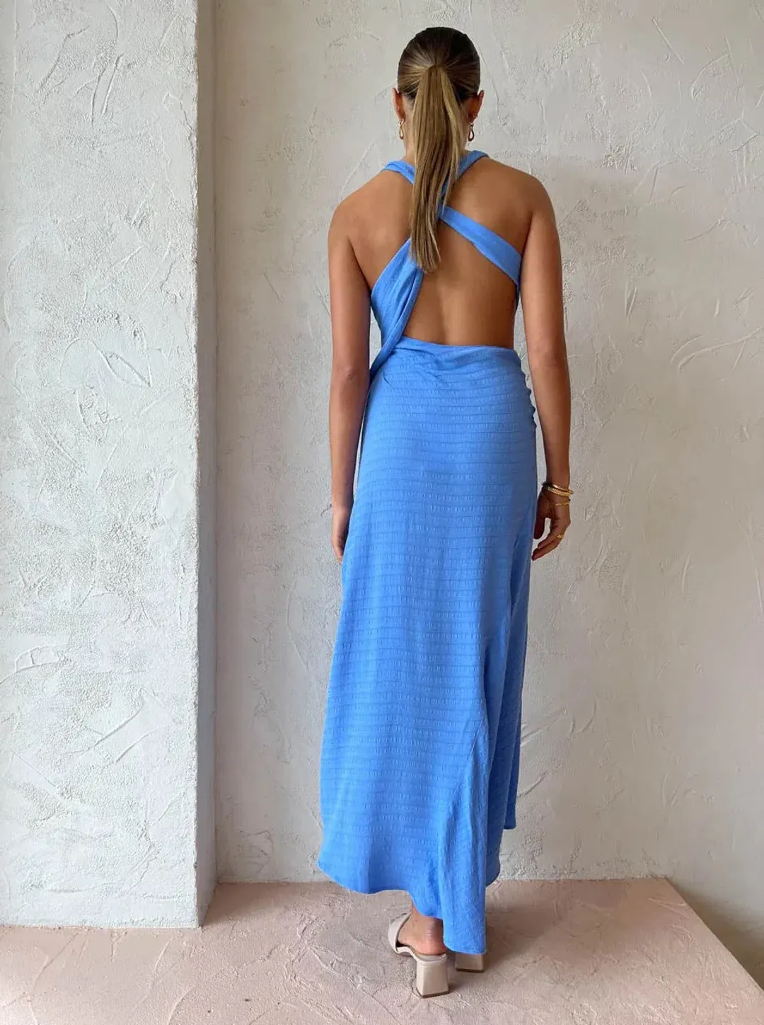 One Fell Swoop Zoe Midi Dress Blue Size 10 for rent on The Volte - main image