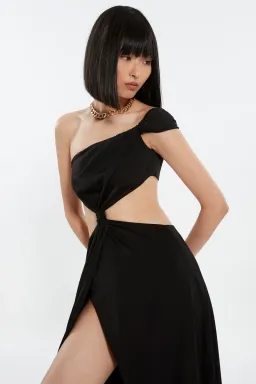 Solita Leila Split Dress Black Size 8  for rent on The Volte - image 2