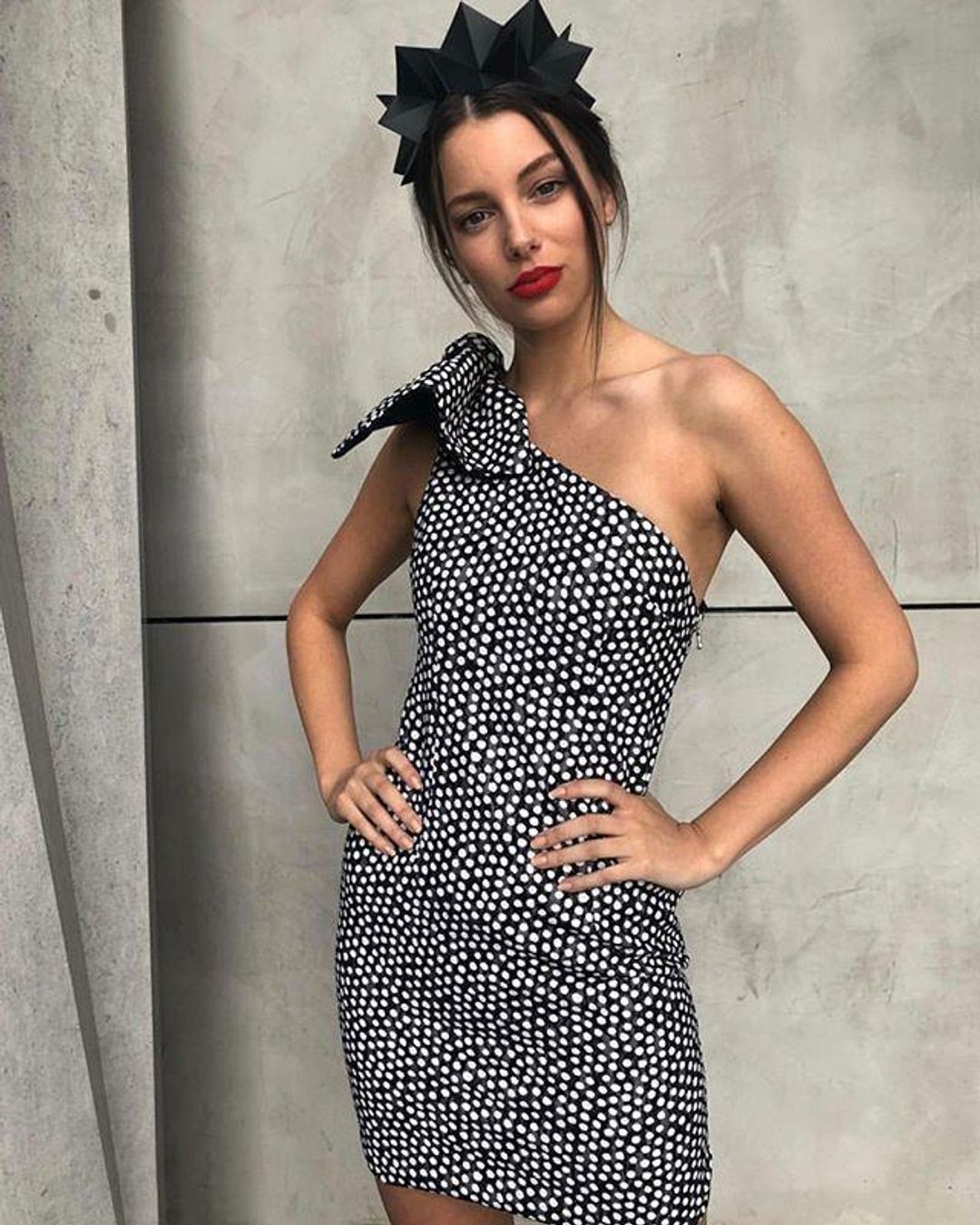 By Johnny Spotty Dotty One Shoulder Mini Dress Print Size 8 for rent on The Volte - main image