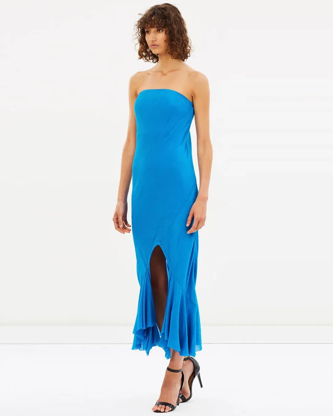 KITX Strapless Midi Dress Blue Size 6 for rent on The Volte - main image